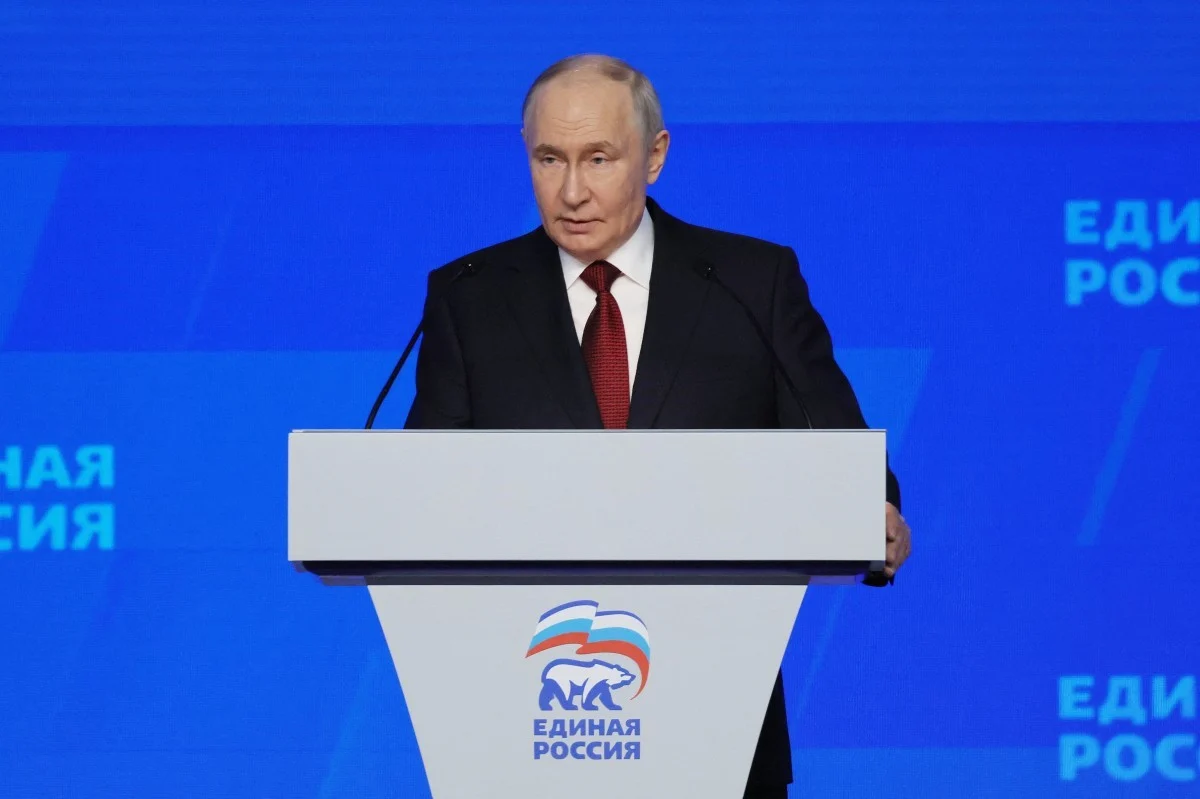 In this pool photograph distributed by Russian state agency Sputnik, Russia's Vladimir Putin addresses the audience at the 23rd Congress of the United Russia party in Moscow on June 28, 2026. Photo: AFP